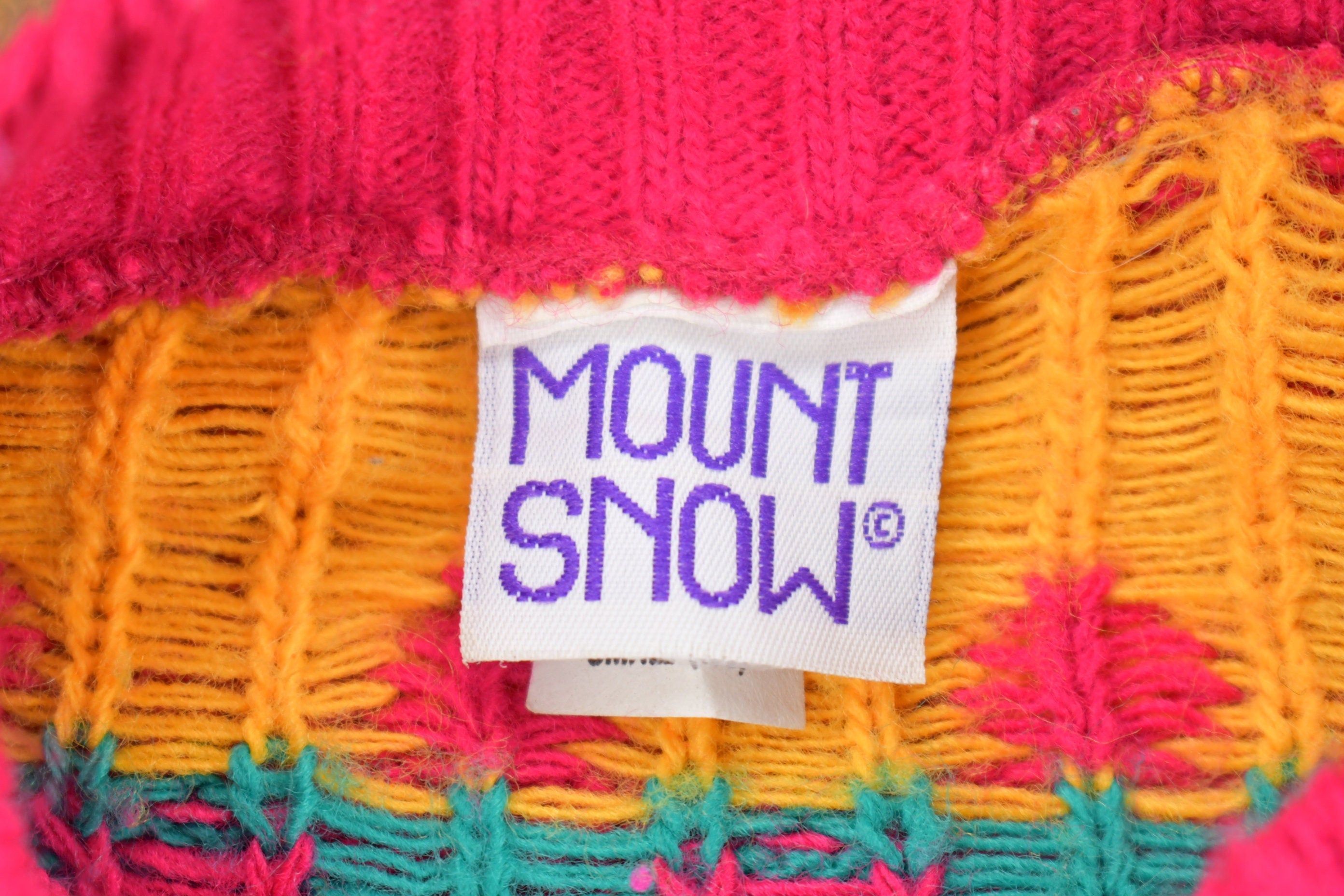 Vintage 1980s Mount Snow Fringe Knit Crewneck Sweater