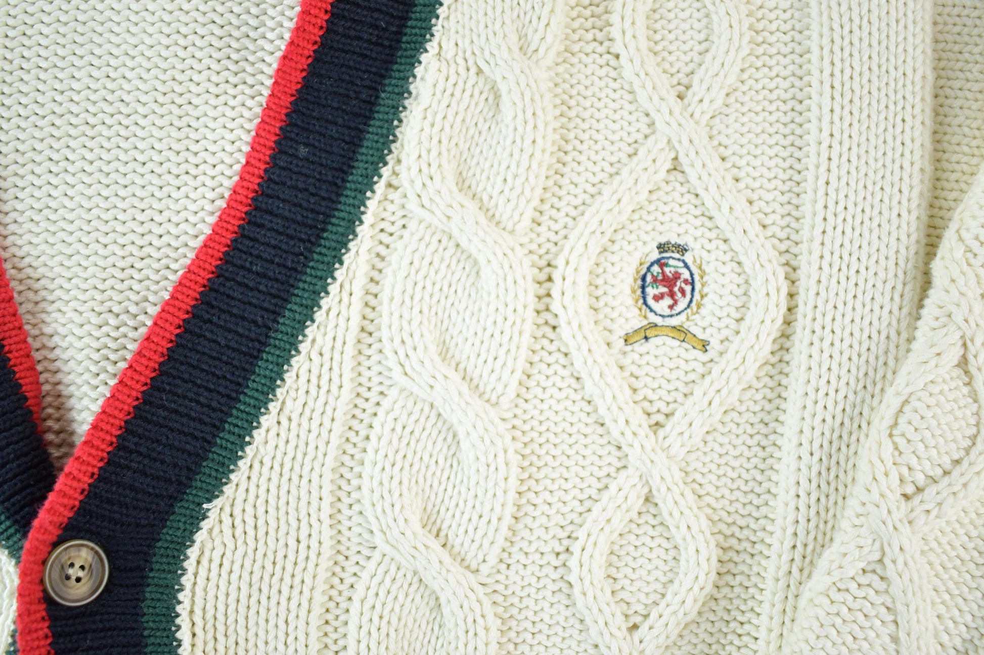 Vintage 1990s Tommy Hilfiger 3D Colored Cable Knit Crewneck Sweater