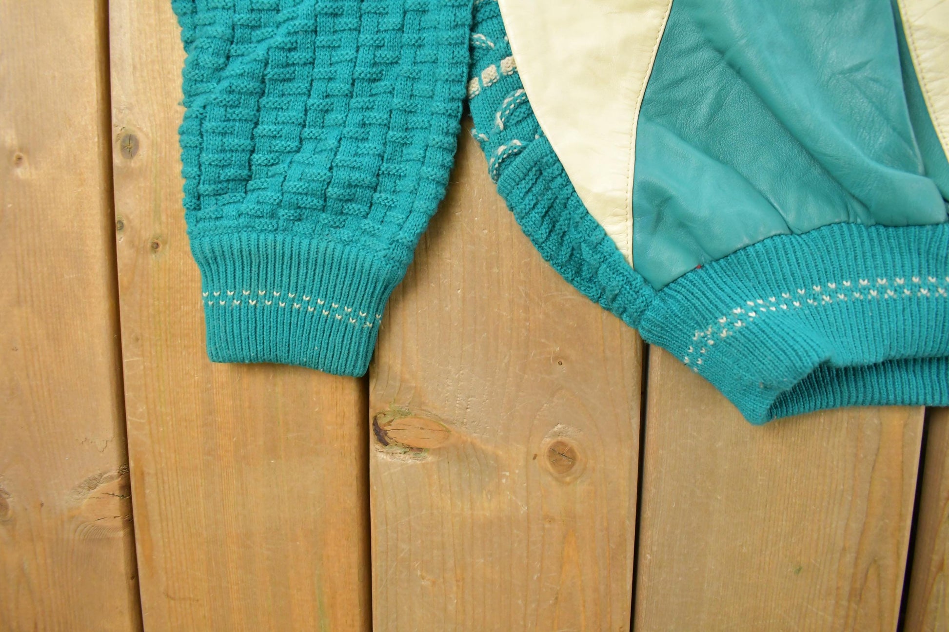 Vintage 1990s Bagazio Leather Knit Crewneck Sweater Men's XL /