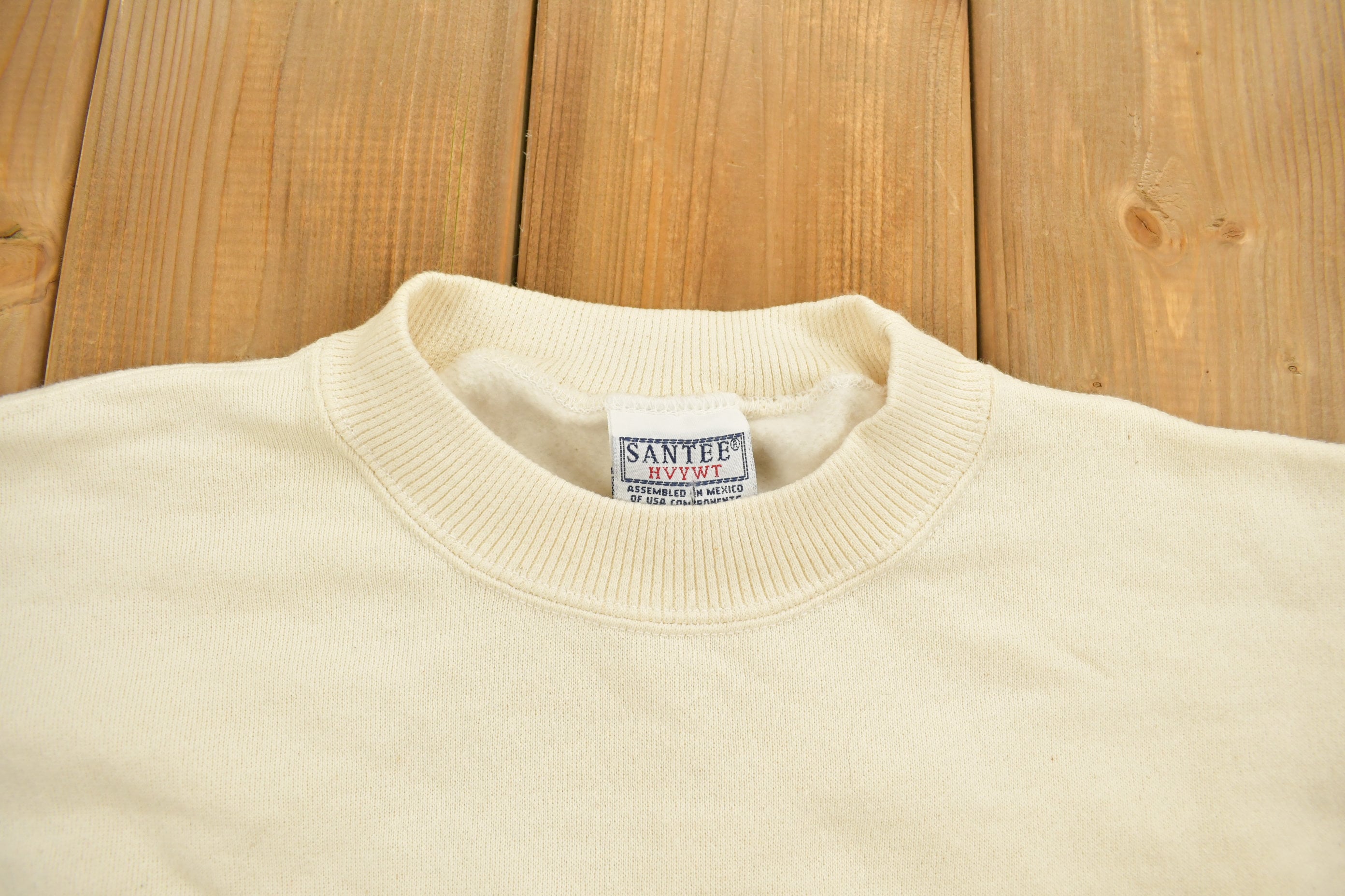 Vintage 1990s Beige Santee Blank Crewneck Sweatshirt