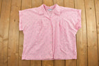 Vintage 1990s Womens Blair Pink Abstract Button Up Shirt