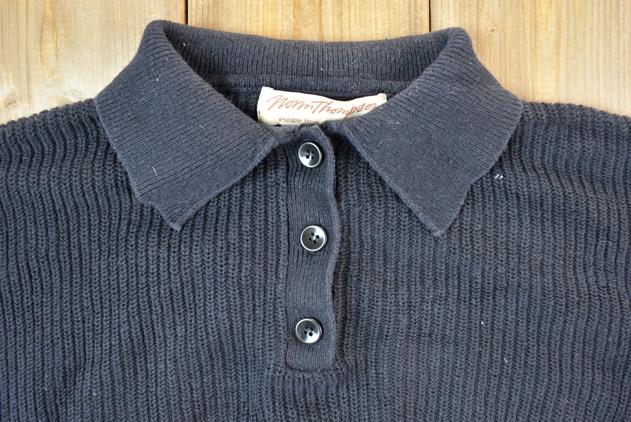 Vintage 1990s Norm Thomson Quarter Button Collared Knit Crewneck Sweater