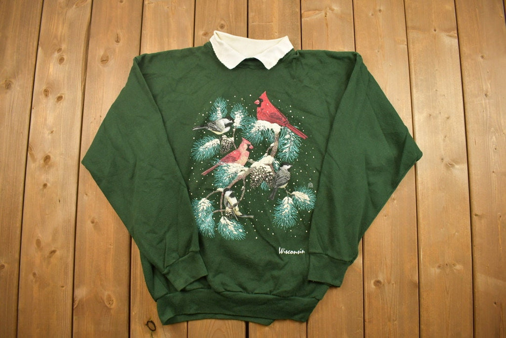 Vintage 1990s Snowy Cardinals Crewneck Sweatshirt