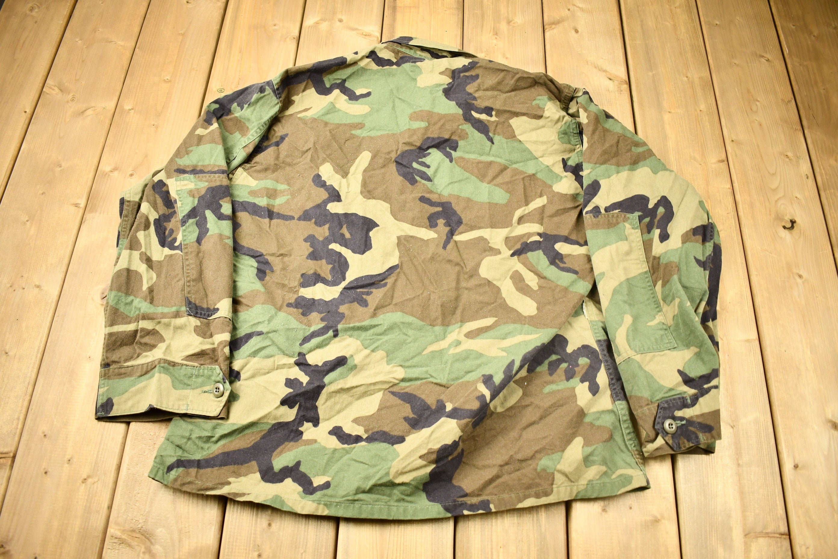 Vintage 1995 Woodland Camouflage Military Combat Coat