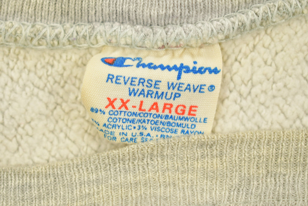 Vintage 1980's Champion Reverse Weave Warm-up Collegiate Crewneck University of Niagara Heavily Distressed.