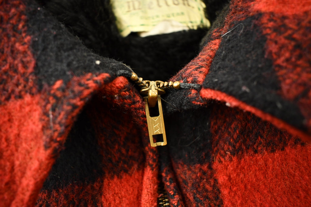 Vintage 1950s Melton Outer-Wear Buffalo Plaid Wool Hunting Jacket