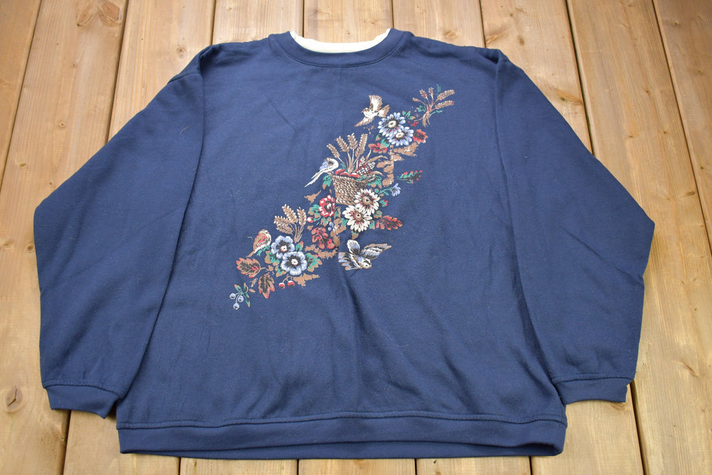 Vintage 1990s Cute Flowers & Birds Crewneck Sweater