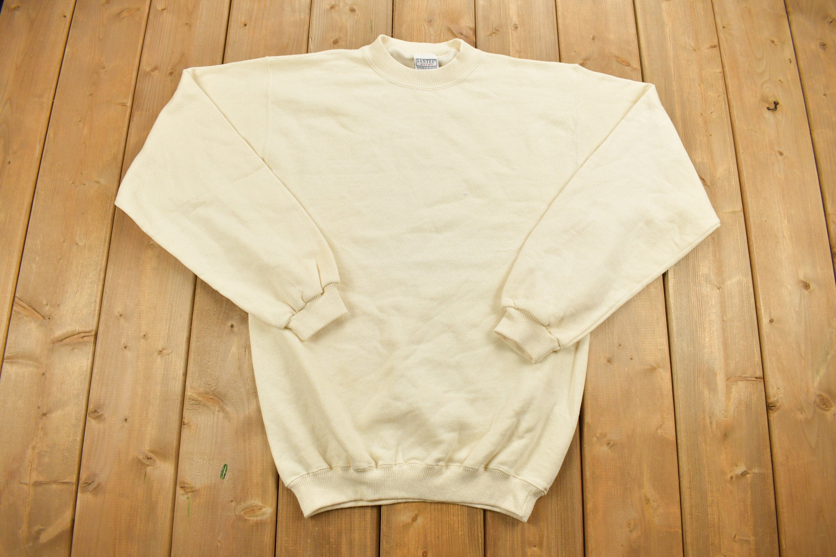 Vintage 1990s Beige Santee Blank Crewneck Sweatshirt