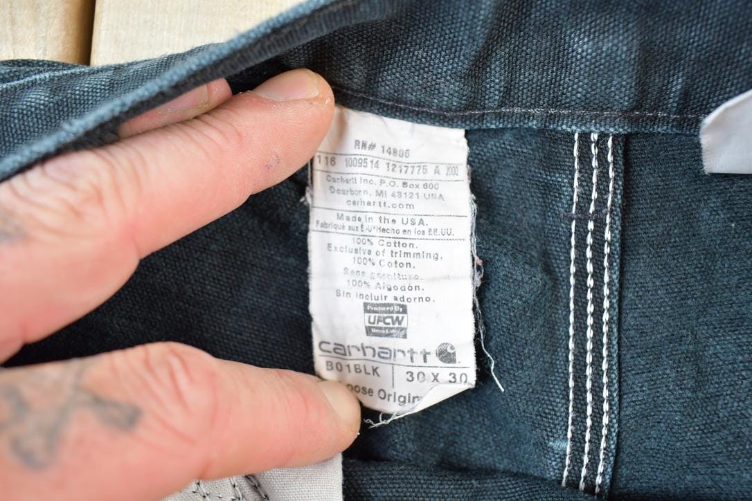 Vintage 1990s Carhartt Double Knee Denim Work Jeans Size 30 x 30 Made In USA