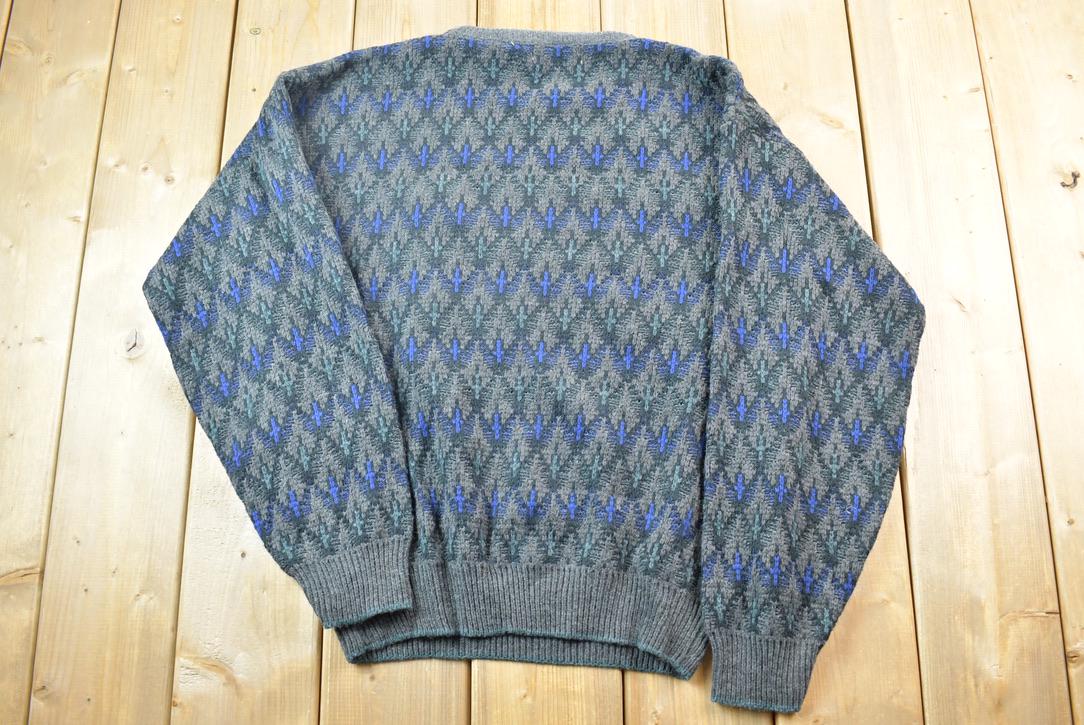 Vintage 1990s Pierre Cardin Pattern Knit Crewneck Sweater