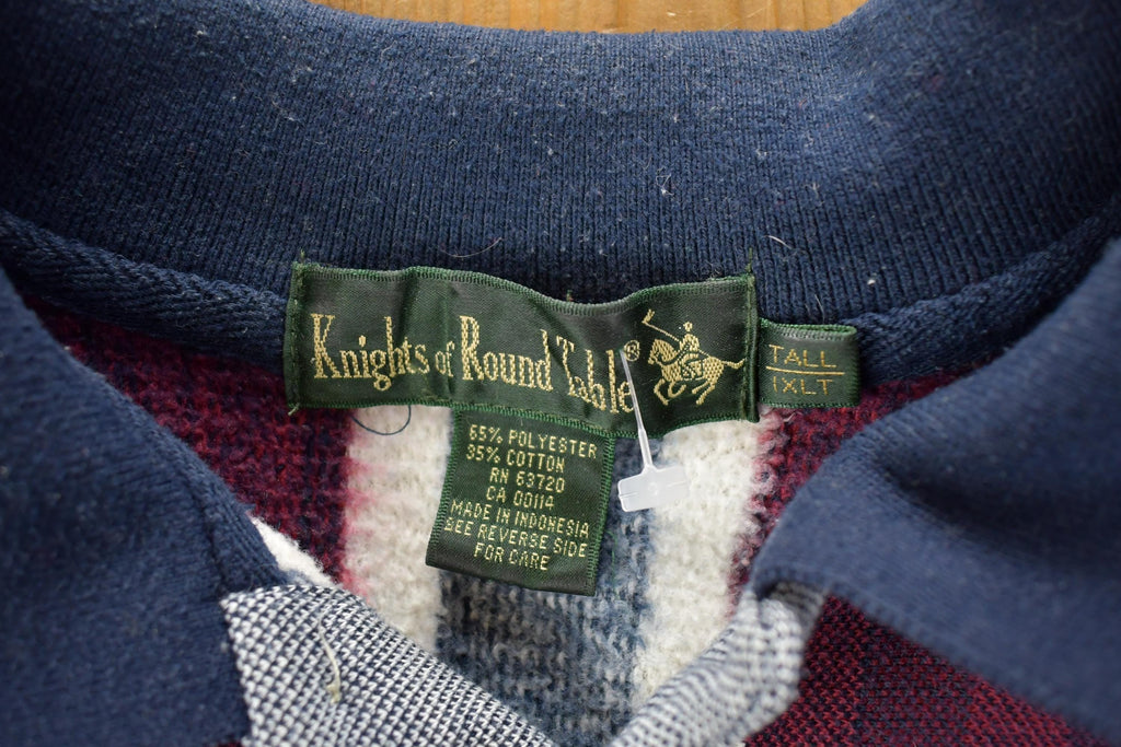 Vintage 1990s Knights At Round Table Tall Striped Button Up Shirt