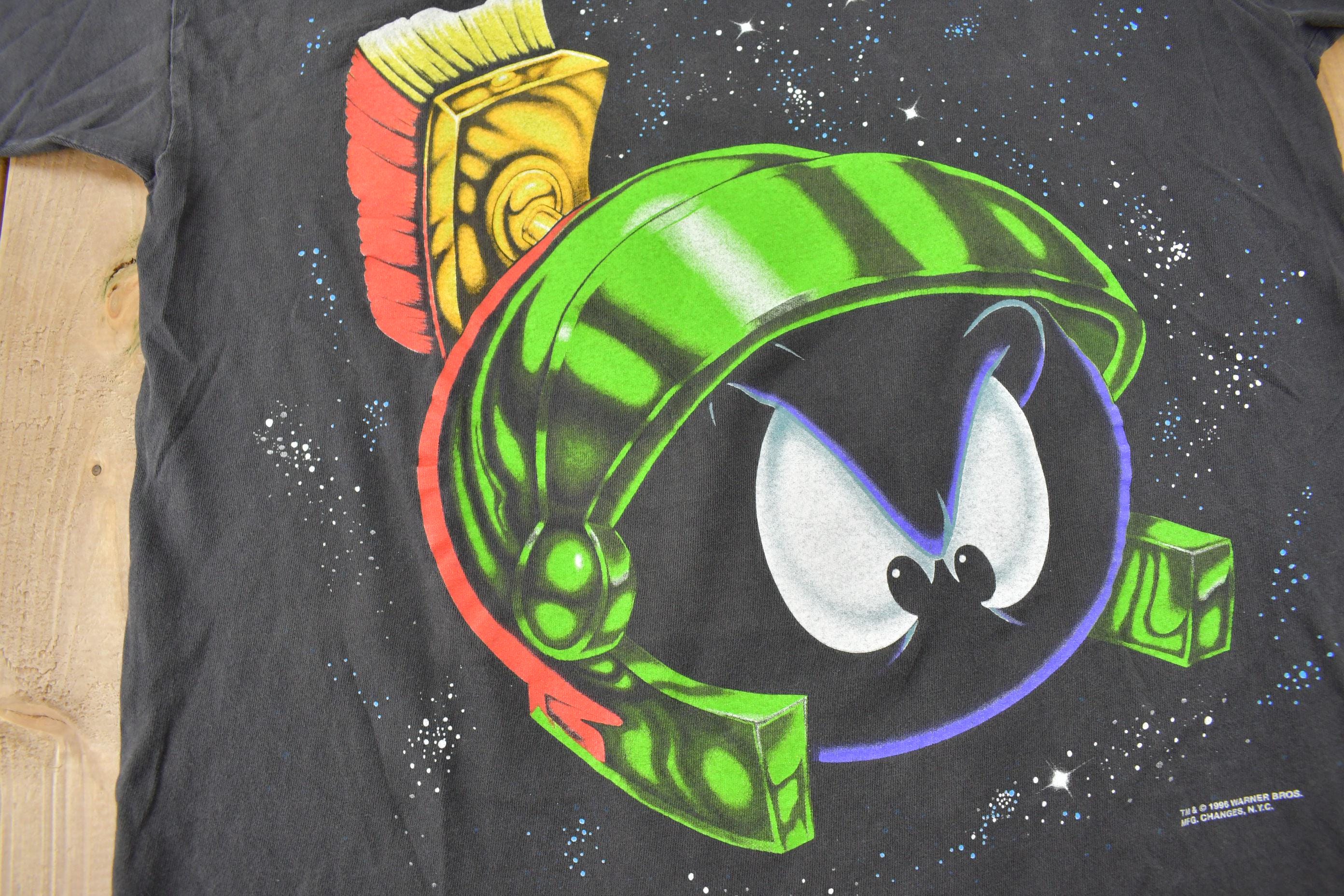 Vintage 1996 Marvin The Martian Looney Tunes Cartoon Graphic T-Shirt Made In USA Size M