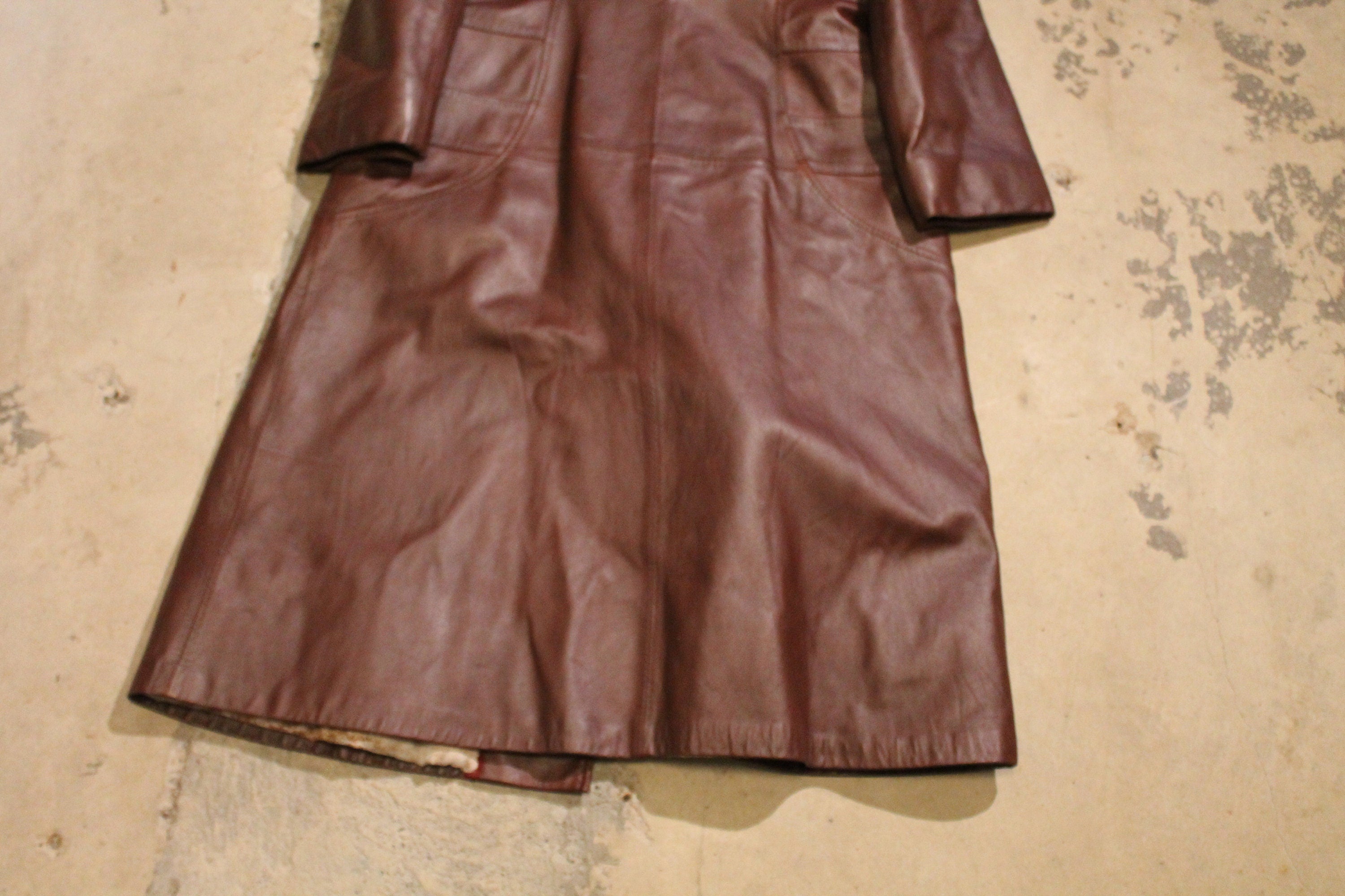 Vintage 1980s Mr Sabre Fur Collar Leather Trench Coat