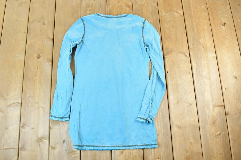 Women Vintage Vigoss Y2K Blank Blue T-Shirt / Vigoss Grunge Skull Print / Contrast Stitch / Internet Famous Clothing / Over Dyed