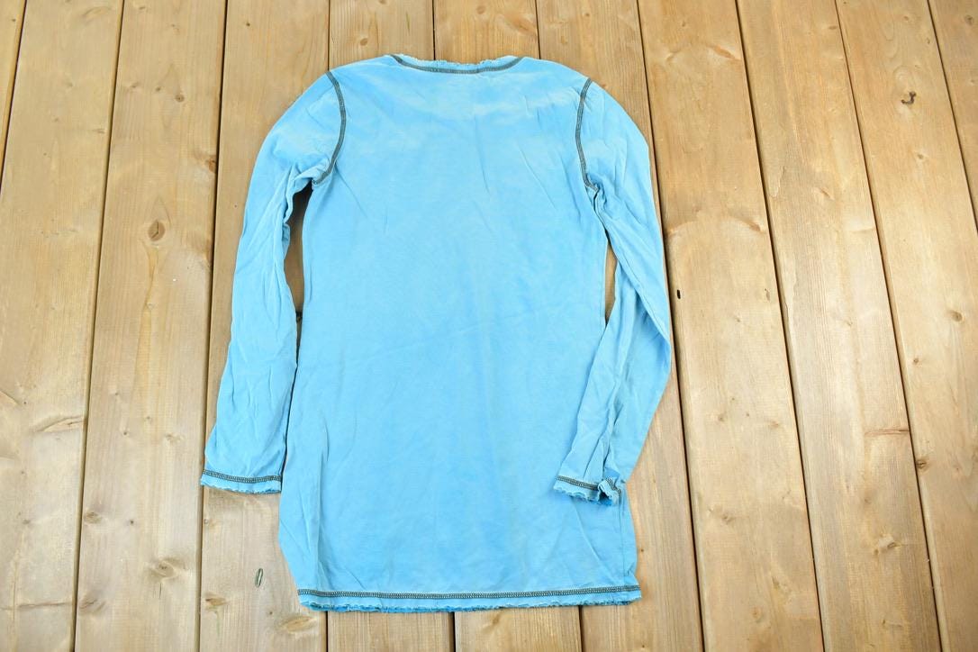Women Vintage Vigoss Y2K Blank Blue T-Shirt / Vigoss Grunge Skull Print / Contrast Stitch / Internet Famous Clothing / Over Dyed