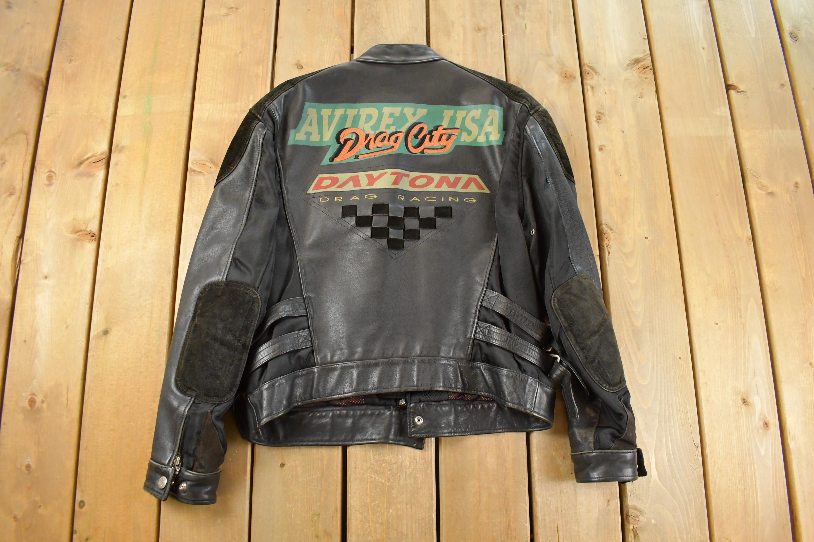 Vintage 1990s Avirex Racing Leather Jacket Men's Small