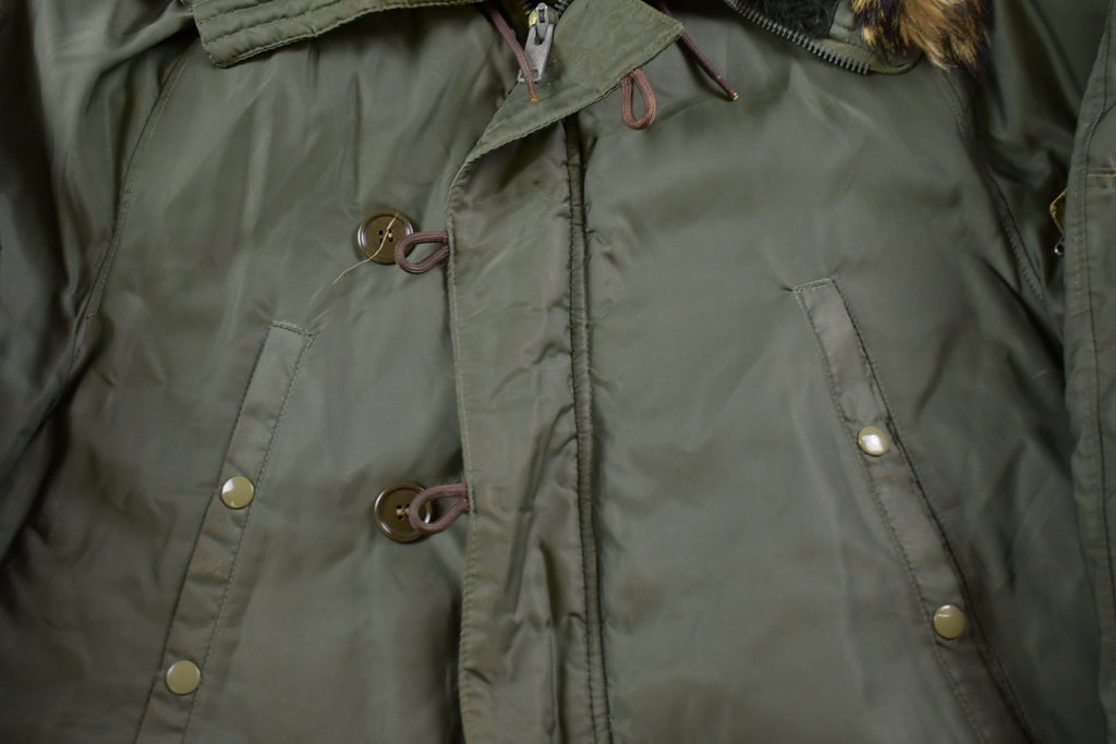 Vintage 1970s Full Length Fur Hooded Puffer Jacket