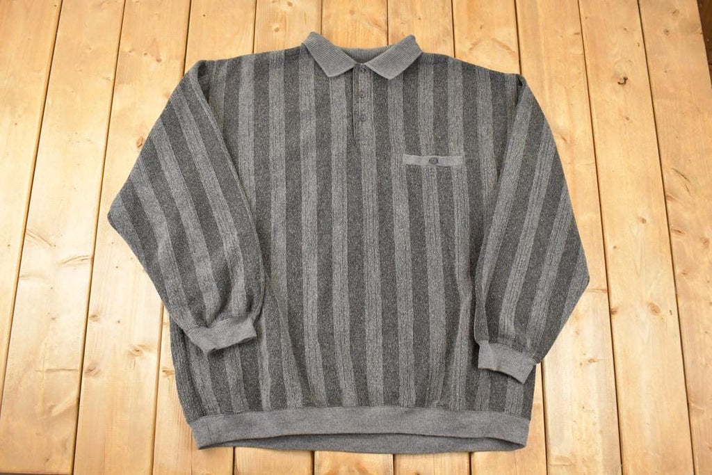 Vintage 1990s Harbour Bay Knit Button Up Shirt Mens XL