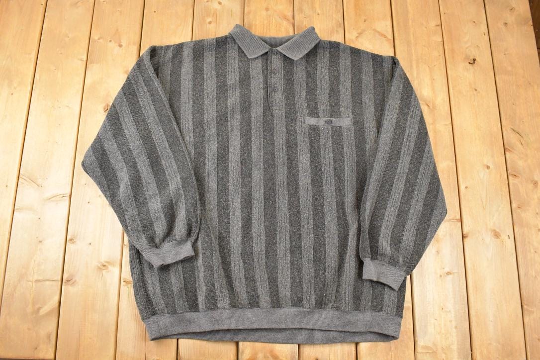 Vintage 1990s Harbour Bay Knit Button Up Shirt Mens XL