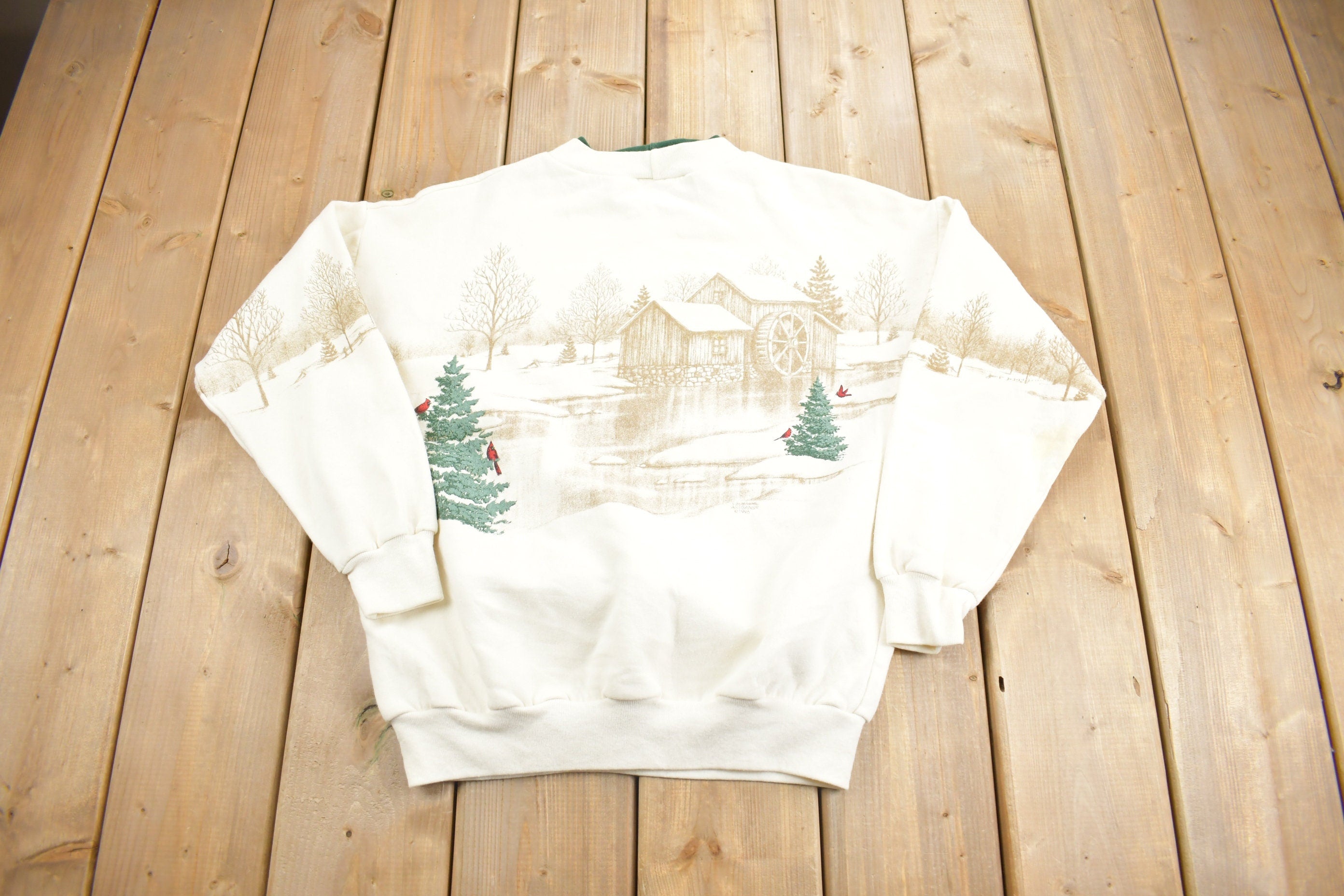 Vintage 1995 Winter Farm Graphic Crewneck