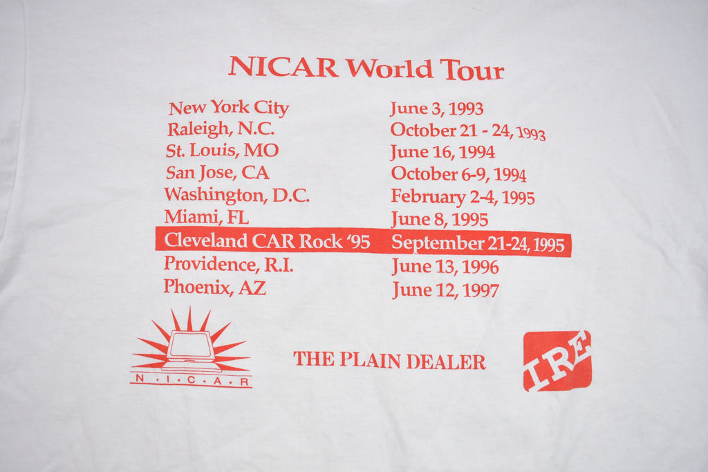 Vintage 1990s NICAR World Tour Car Rock Graphic T Shirt