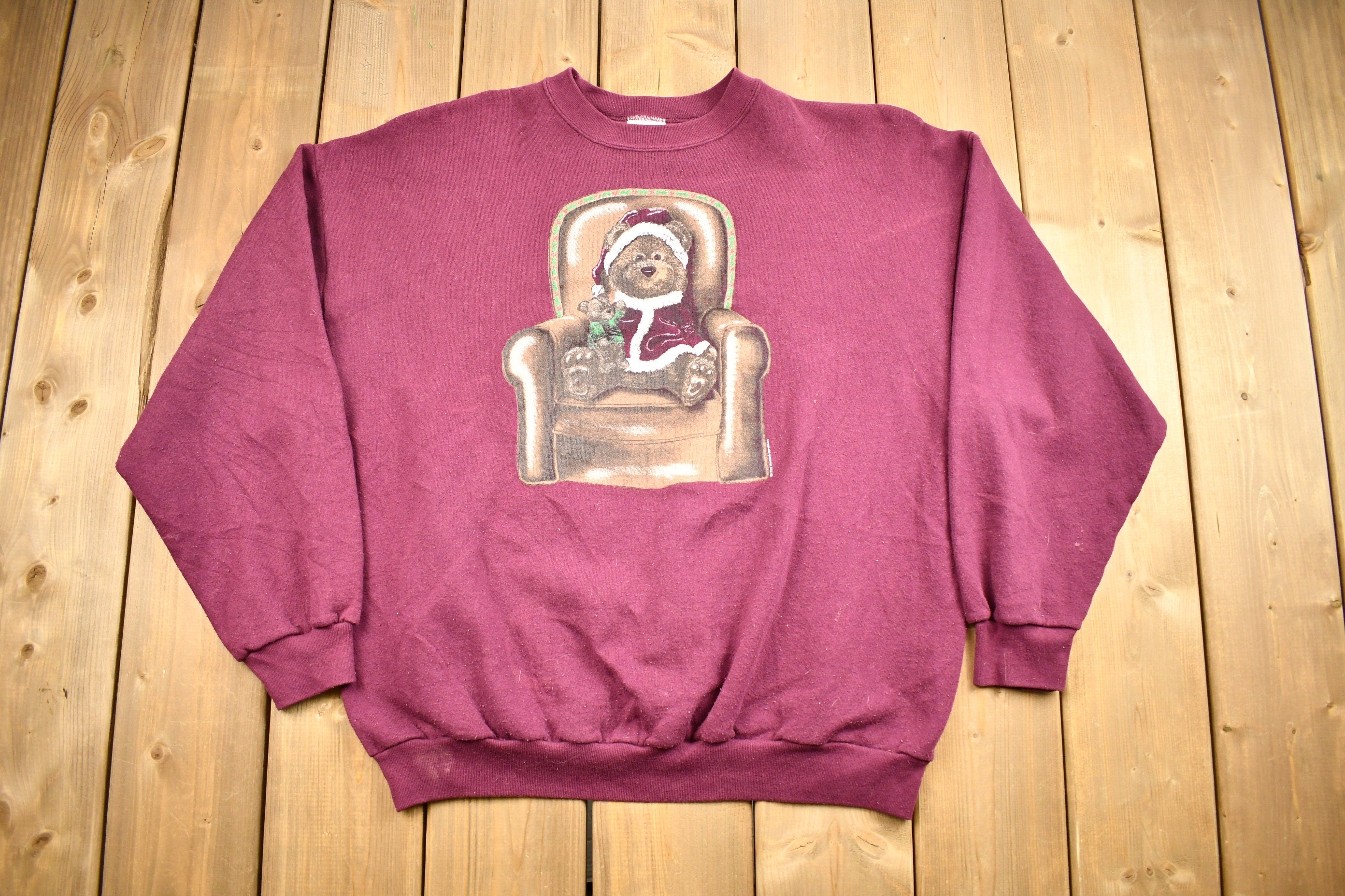 Vintage 1999 Cute Christmas Teddy Bear Graphic Crewneck Sweater
