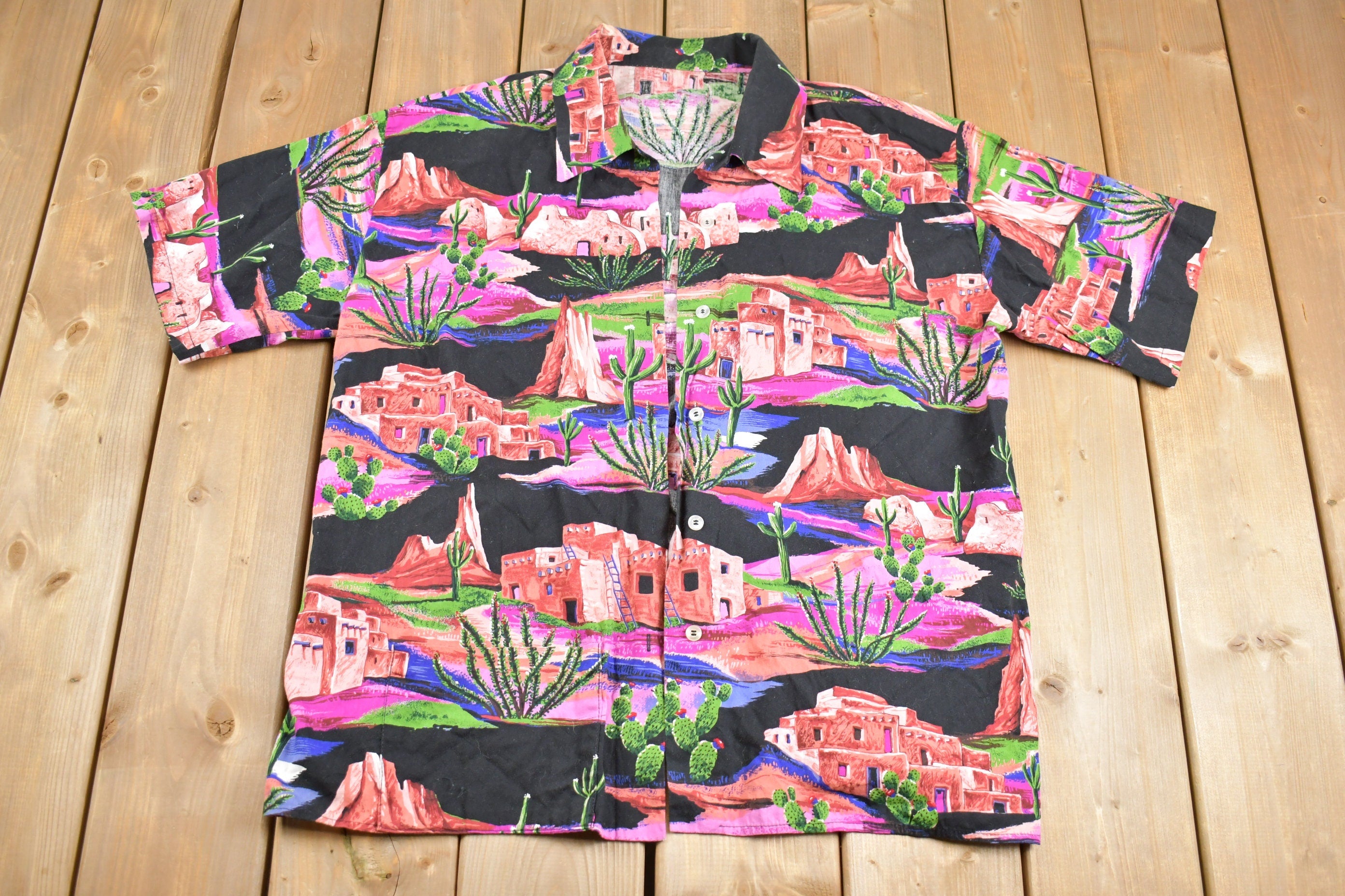 Vintage 1980s Deadstock South Western Theme Button Up Shirt
