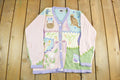 Vintage 90s Storybook Knits Embroidered Cardigan: Garden Grandma Sweater