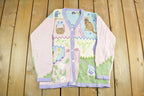 Vintage 90s Storybook Knits Embroidered Cardigan: Garden Grandma Sweater