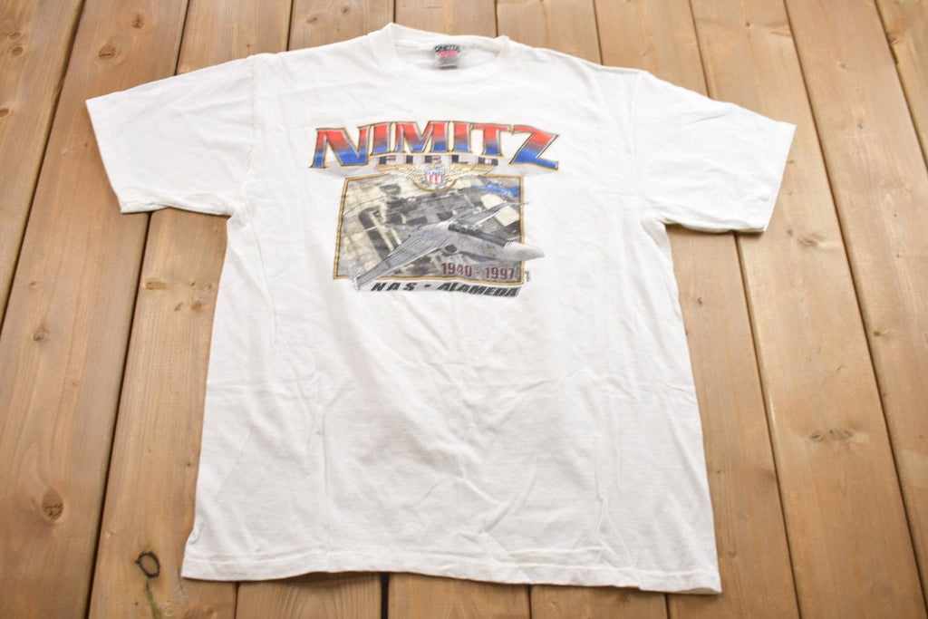 Vintage 1990s Nimitz Field 1940-1997 Fighter Jet Graphic T-Shirt