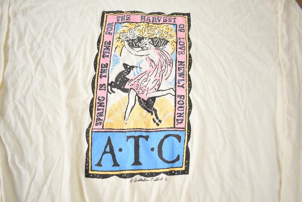 Vintage 1990s ATC Spring Is The Time For Harvest Graphic Long Tee Made In USA