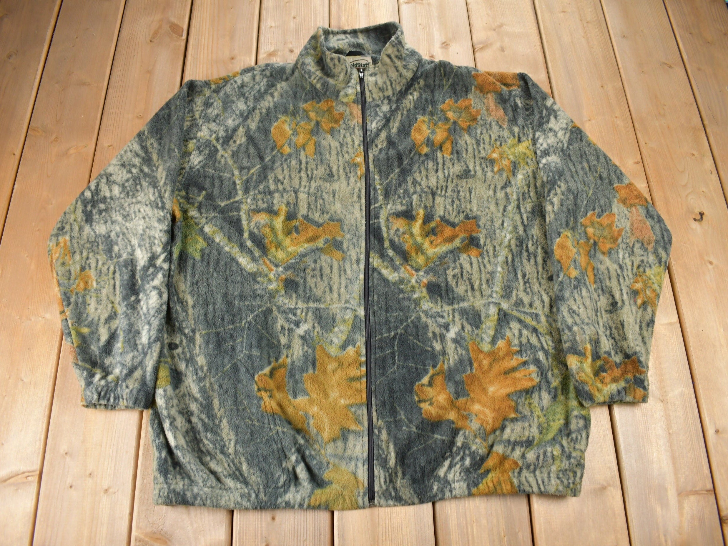 Vintage 1990s Field Staff Real Tree Camo Fleece Zip Up Sweater Size XL