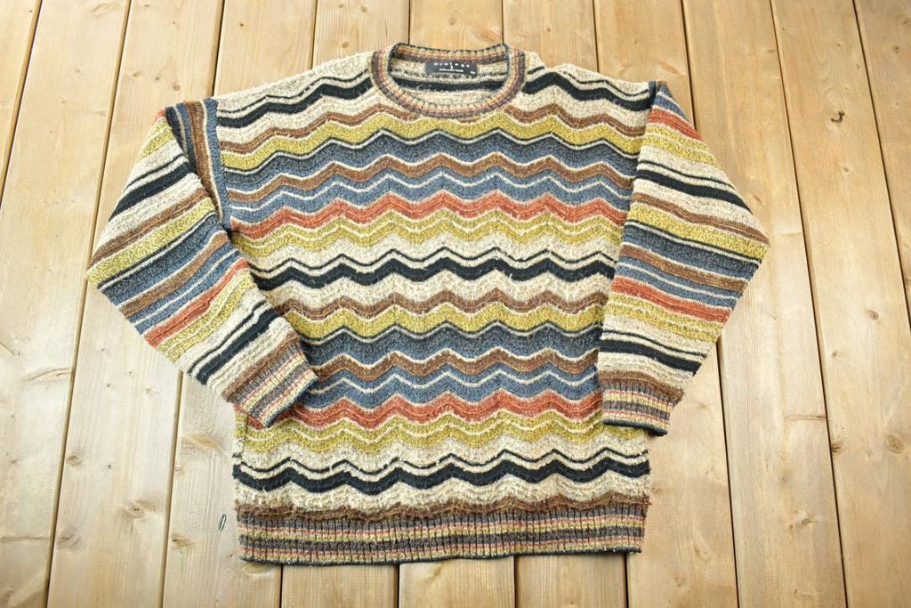 Vintage 1990s Protege Knit Abstract Pattern Crewneck Sweater