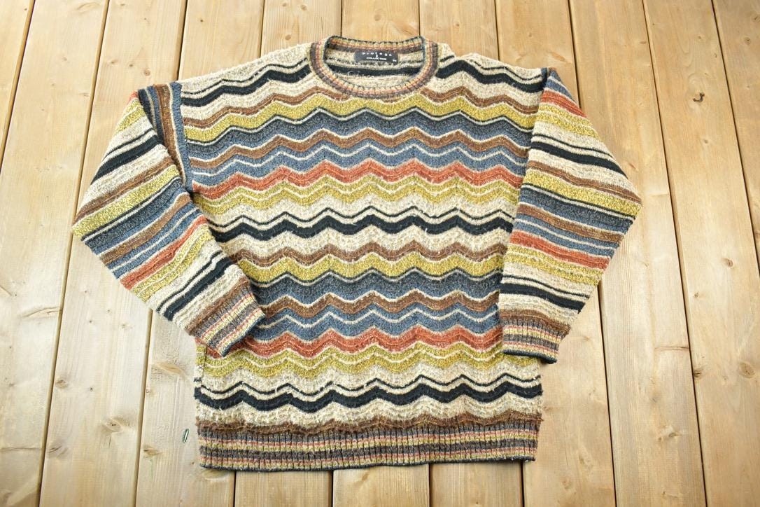 Vintage 1990s Protege Knit Abstract Pattern Crewneck Sweater