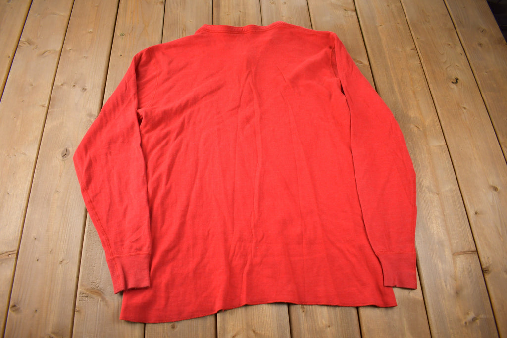 Vintage 1990s LL Bean Henley Thermal Sweatshirt Made In USA