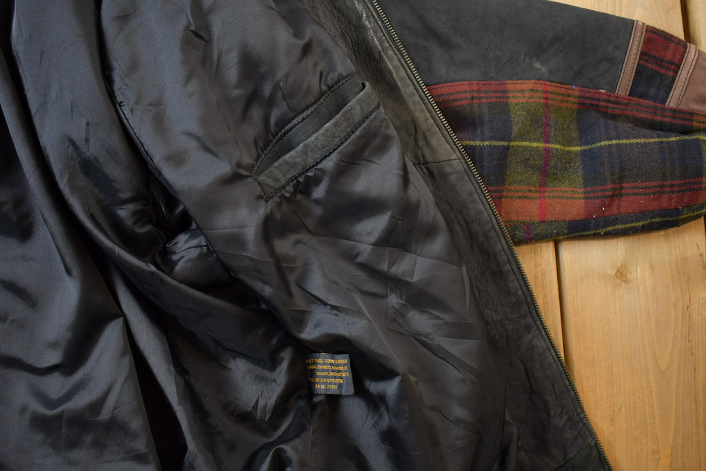 Vintage 1990s Adler Suede Plaid Bomber Jacket
