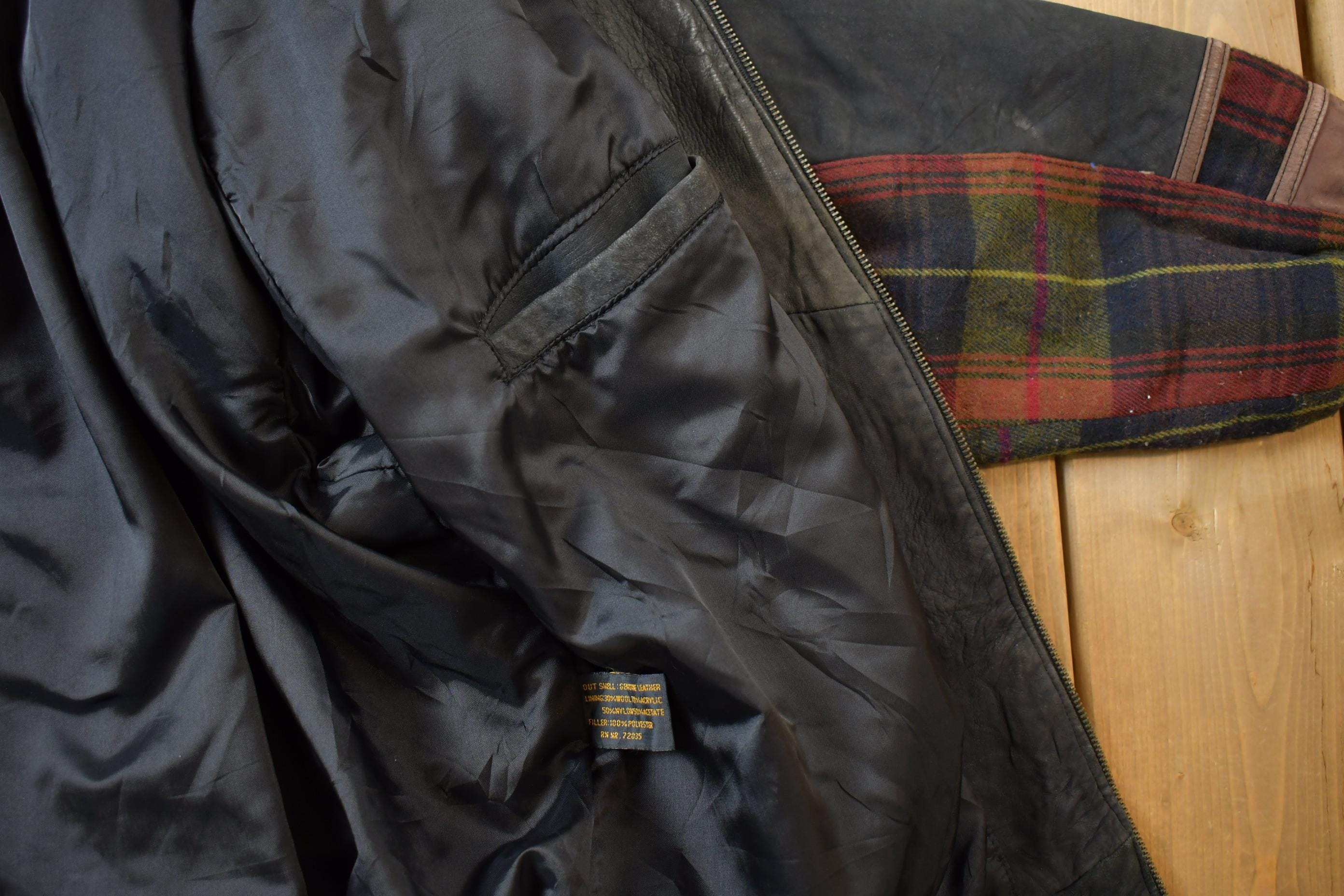 Vintage 1990s Adler Suede Plaid Bomber Jacket