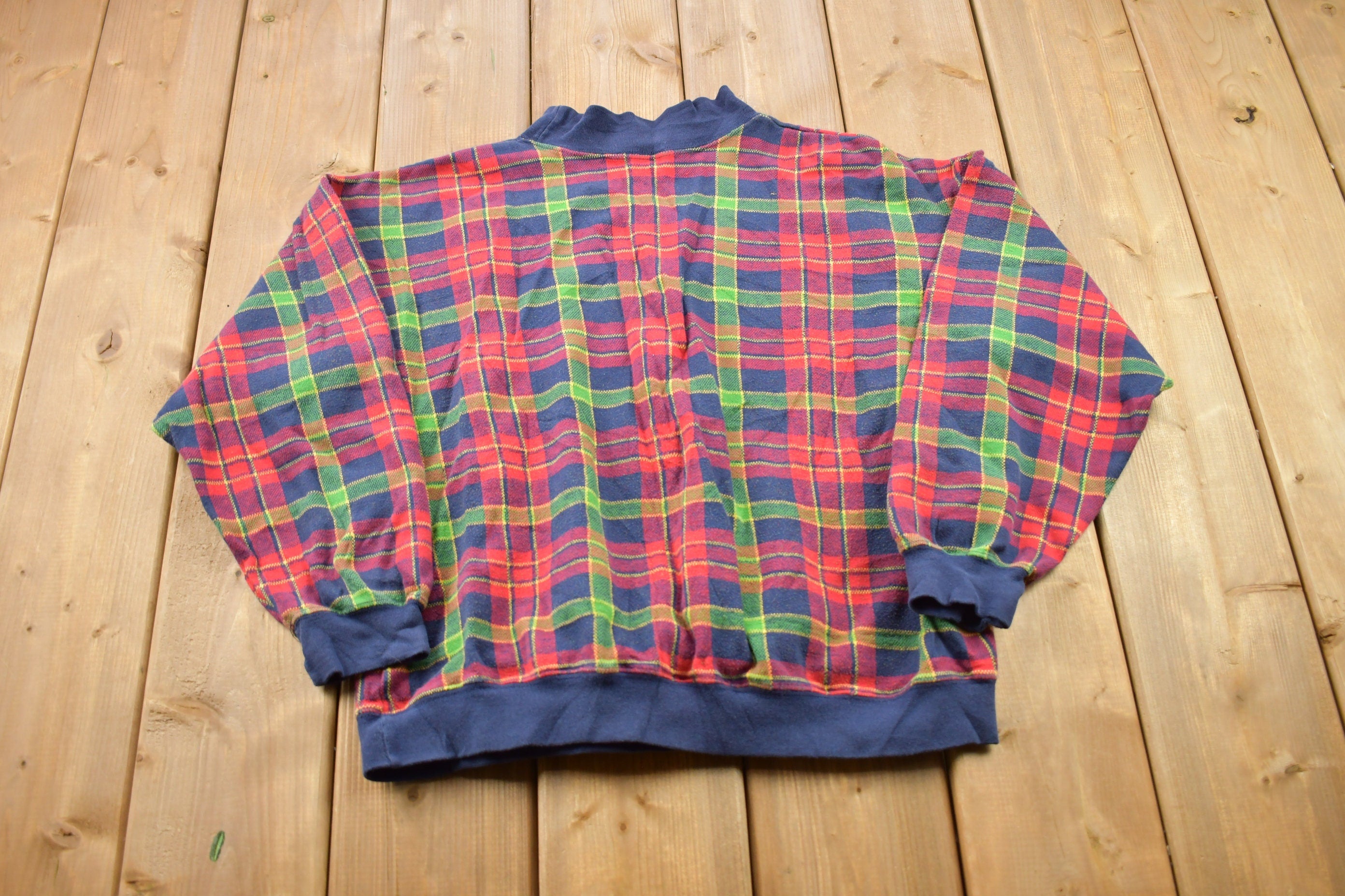 Vintage 1990s Plaid Crewneck Sweatshirt