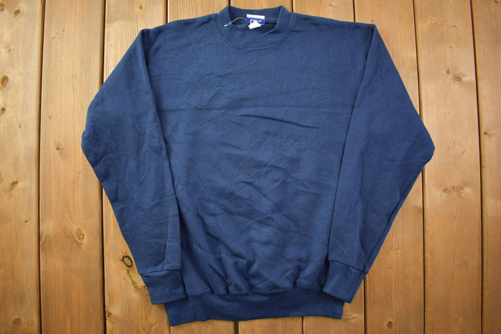 Vintage 1990s Navy Blue Blank Tultex Crewneck Sweatshirt