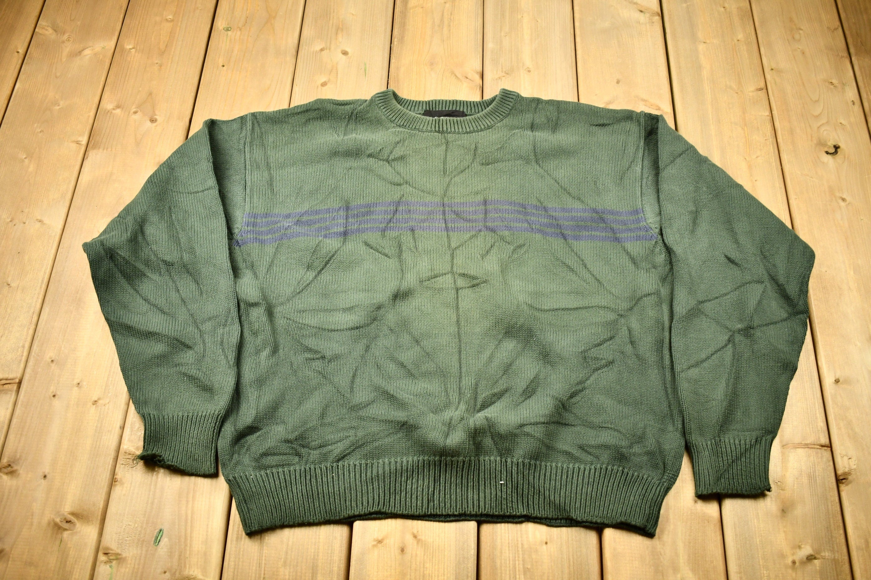 Vintage 1990s Croft & Barrow Color Block Knitted Crewneck Sweater