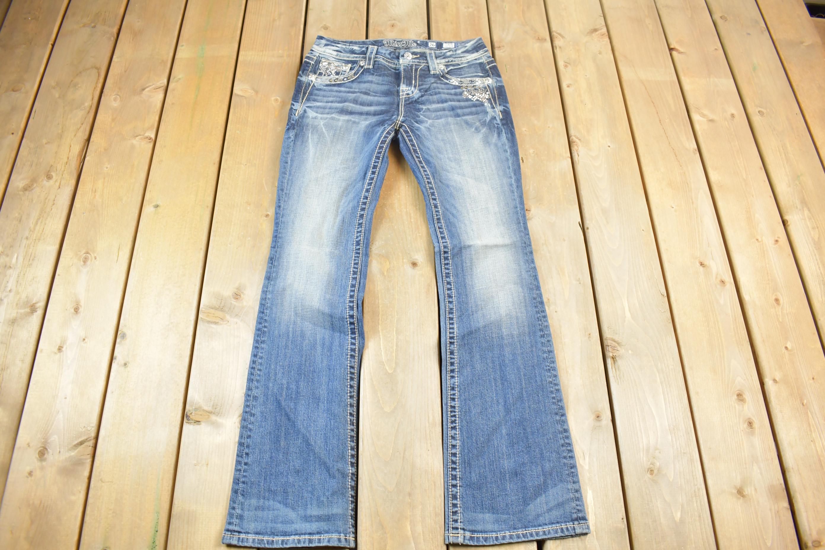 Vintage Y2K Miss Me Bedazzled Low Rise Jeans Size 26x32