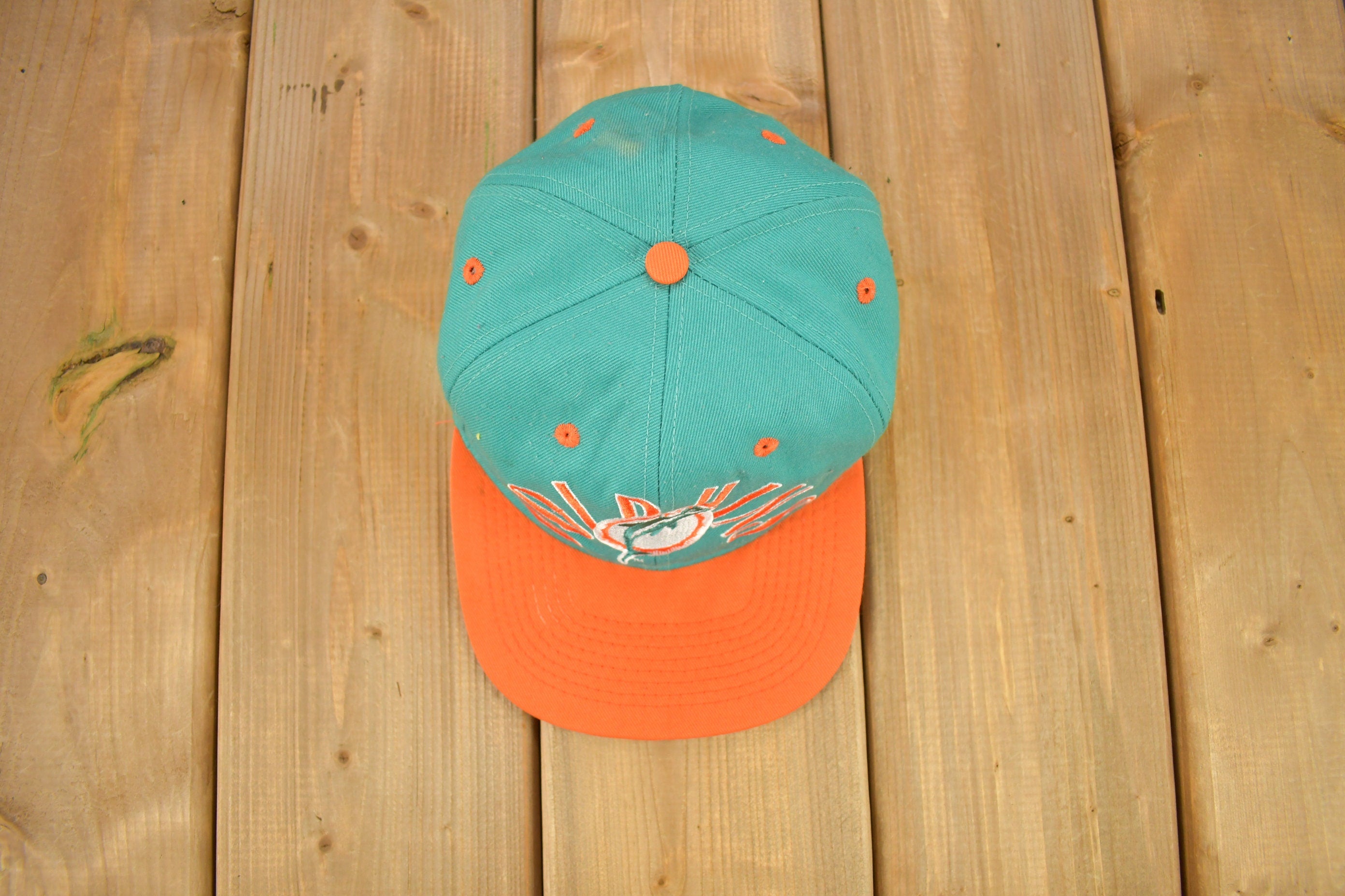 Vintage 1990s Miami Dolphins NFL Fitted Hat Size 7 3/8 / 90s Hat / Vintage Hat / Embroidered