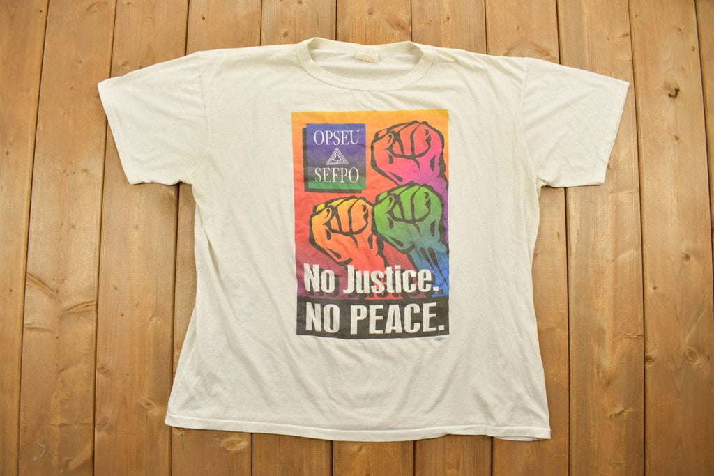 Vintage 1990s No Justice No Peace Graphic T-Shirt