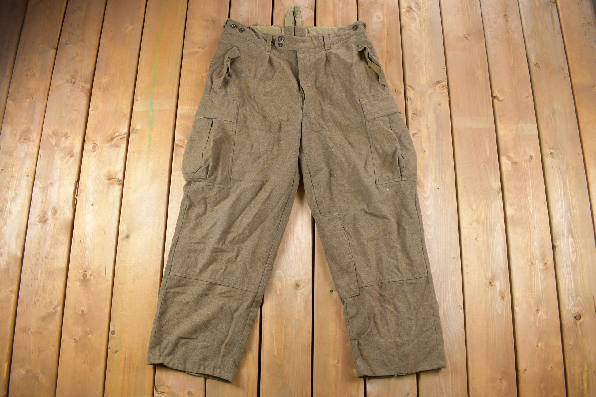 Vintage 1960s Rübezahl Bekleidung Military Wool Cargo Pocket Pants  Streetwear  European Vintage  Military Pants  Vintage Cargos