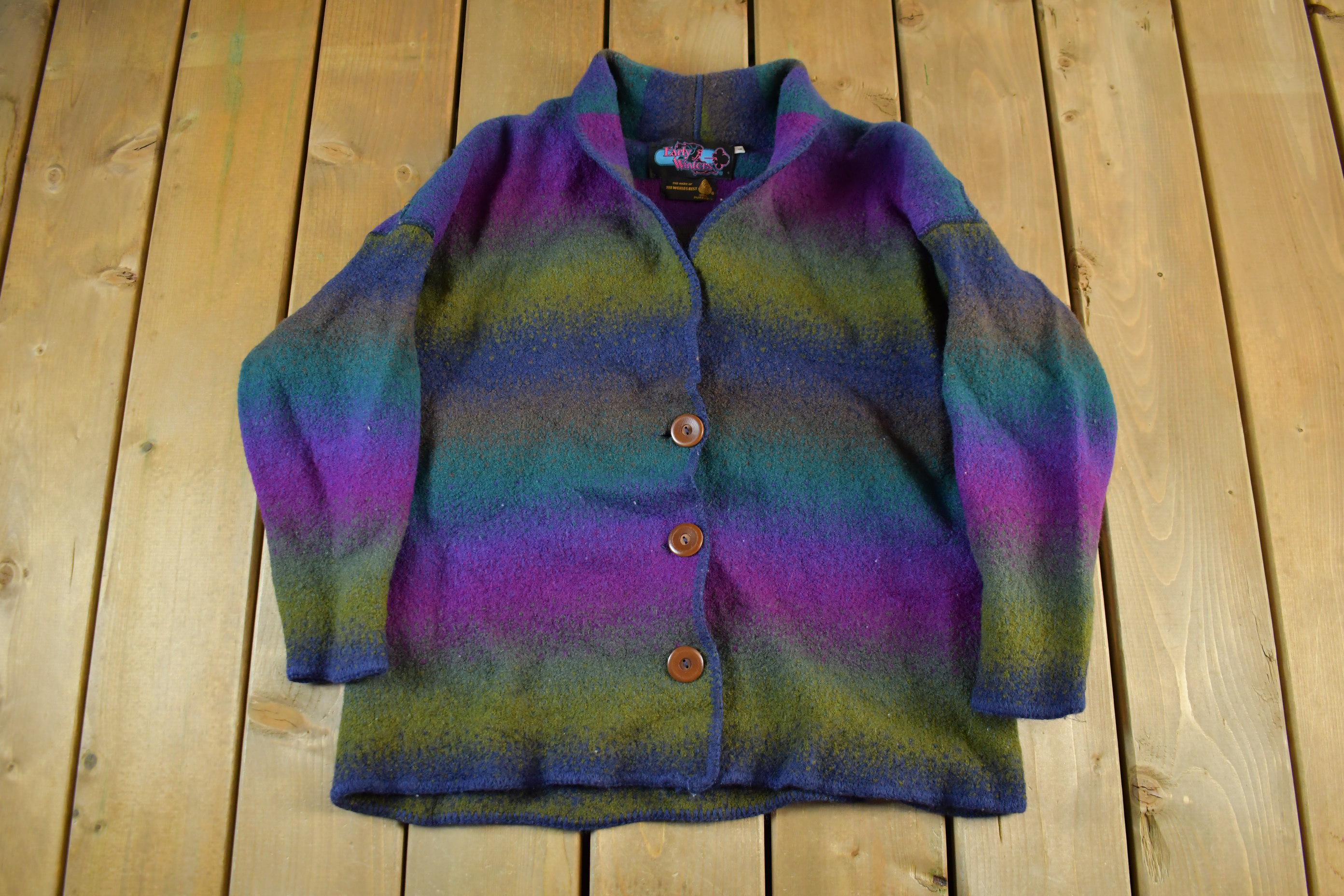 Vintage 1990s Early Winters Wool Cardigan Sweater Jacket Women's S-M