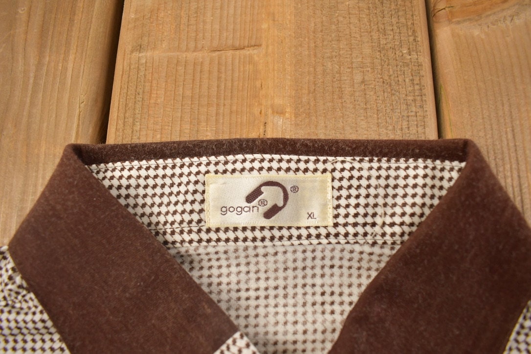 Vintage 1970s Gogan Chequred Collard Shirt