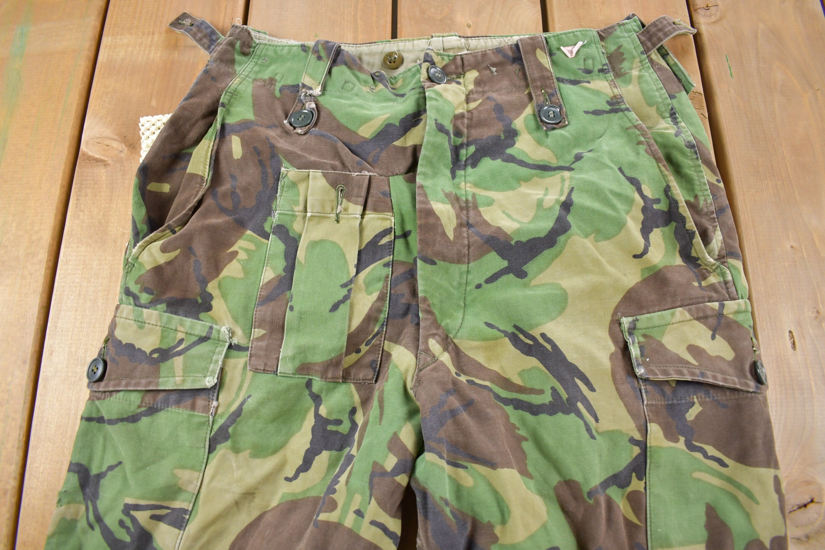 Vintage 1980s Army Woodland Military Camouflage Cargo Pants Size 31 x 30