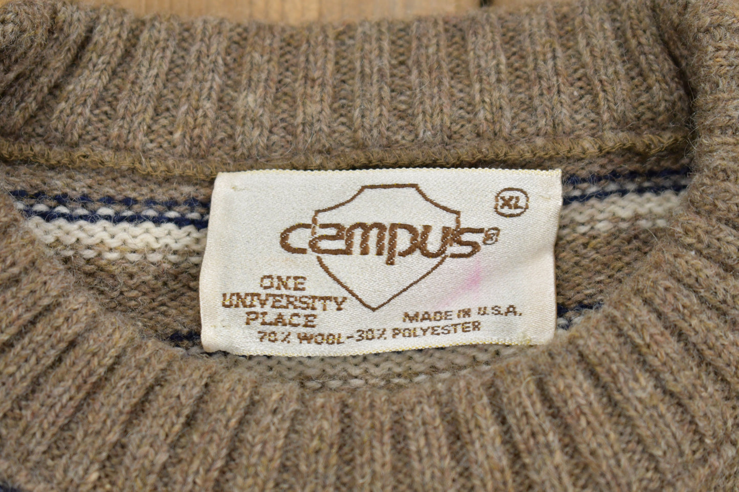 Vintage 1980s Campus Striped Knit Crewneck Sweater / Vintage 80s Crewneck / All Over Pattern / Sweatshirt / Knit Crewneck