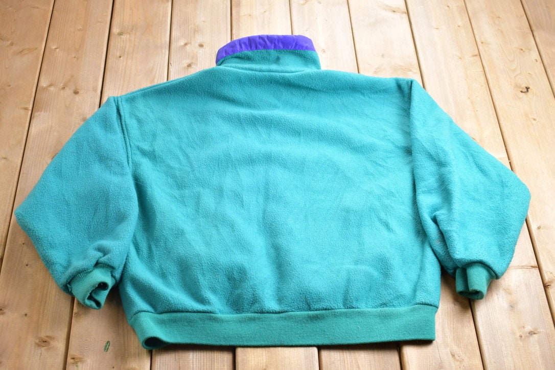 Vintage 1990s Cabin Creek Turquoise Fleece Sweater