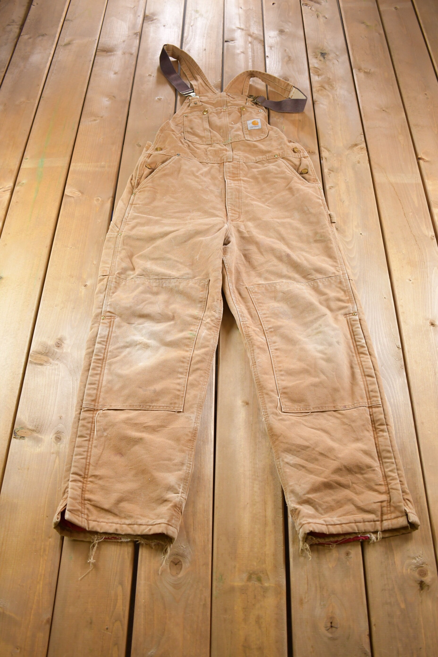 Vintage 1990s Carhartt Double Knee Canvas Overalls Size 38 Medium